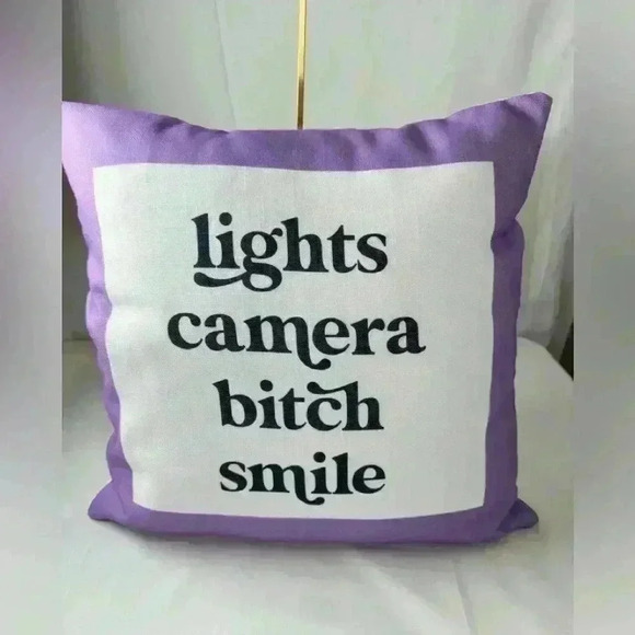 TAYLOR SWIFT INSPIRED Lights Camera Large White/Purple Pillow - Picture 2 of 6